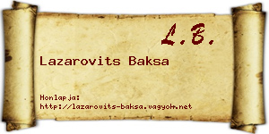 Lazarovits Baksa névjegykártya